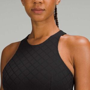 Lululemon black diamond grid high neck swim top 2 with pads bikini top